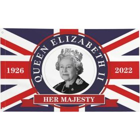 5ft X 3ft Queen Platinum Jubilee 2022 UK Union Jack Flag, in Memoriam Her Majesty Queen Elizabeth II Flag Mourning Queen Flag Banner