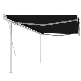 Manual Retractable Awning with Posts 16.4'x9.8' Anthracite