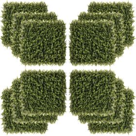Artificial Grass Wall Panel Backdrop, 12 20" x 20" Boxwood UV Protection Privacy Coverage Panels for Indoor & Outdoor Decor, Wall & Fence Covering