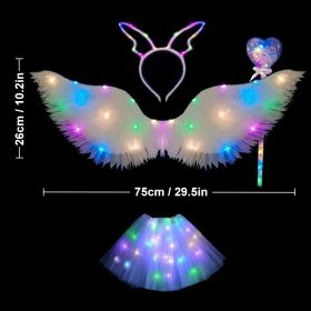 Luminous Butterfly Wings Skirt Set LED Light Butterfly Wings Party Princess Dress Angel Luminous Wings Girl Gift Birthday Decor (Color: White-glow-4pcs, Ships From: CN)
