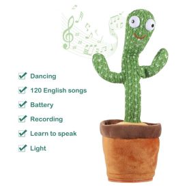 Dancing Cactus Repeat Talking Toy Electronic Plush Toys Singing Recording Lighting Early Education Funny Christmas Gift For Kids (Color: battery repeat, Ships From: China)