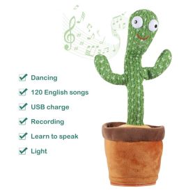Dancing Cactus Repeat Talking Toy Electronic Plush Toys Singing Recording Lighting Early Education Funny Christmas Gift For Kids (Color: charge repeat, Ships From: China)